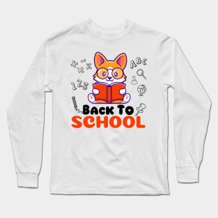 Welcome Back To School Corgi Shirt Outfit Kid Dog Lover Long Sleeve T-Shirt